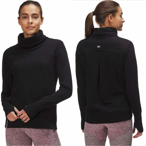 ALO Haze Long Sleeve Sweatshirt in Black Size Small - Picture 3 of 7